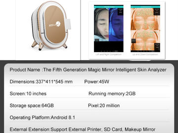 Máy phân tích da kỹ thuật số 45W, Máy phân tích da cầm tay có Magic Mirror